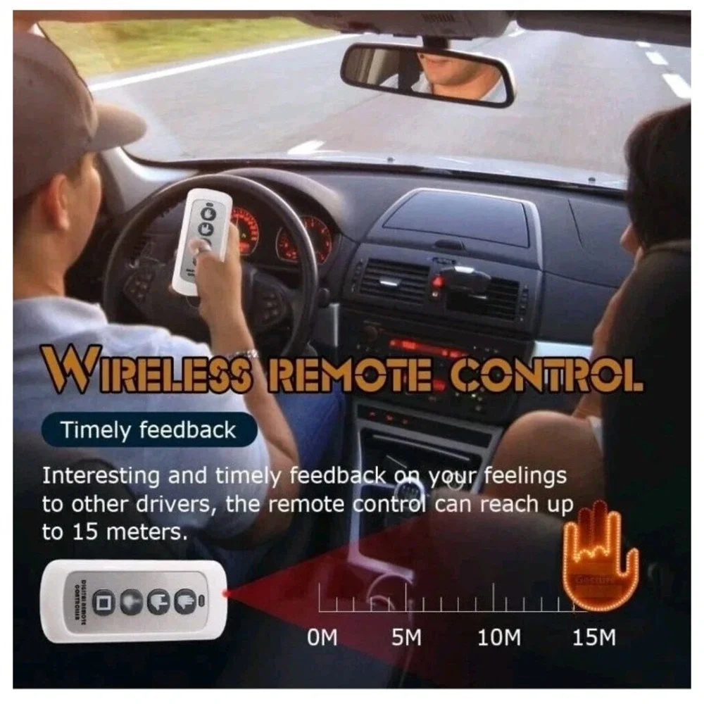 Hand Gesture Amber LED Light, Remote Control For Car, Truck, Auto Window - New